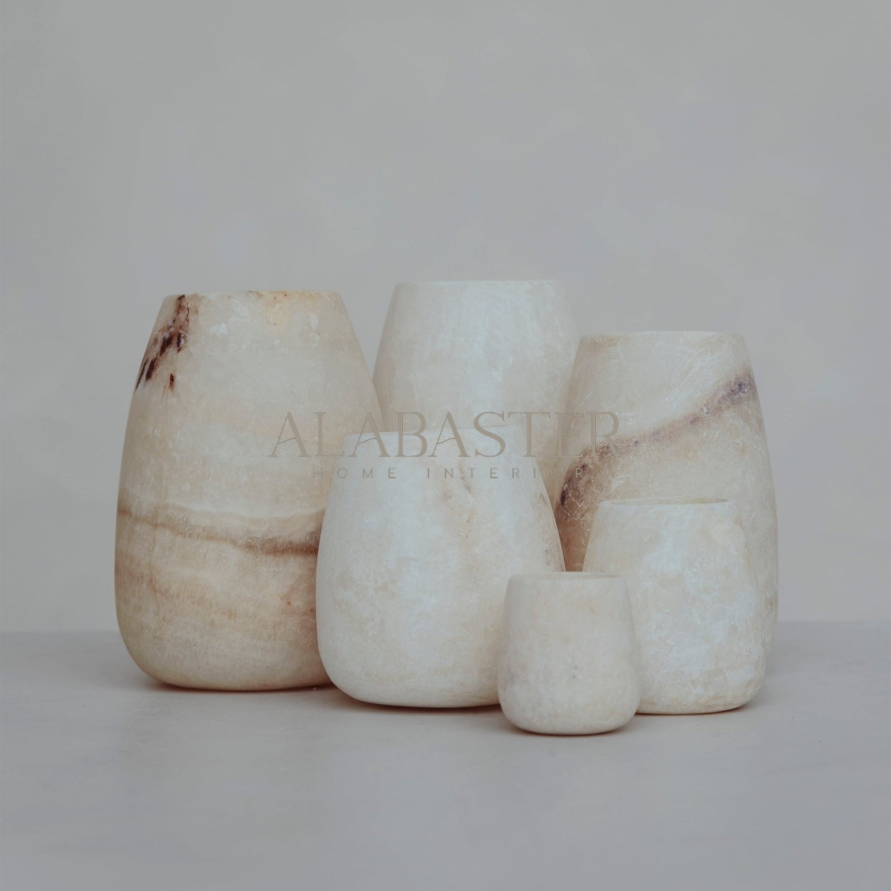 Alabaster tea light holder drop