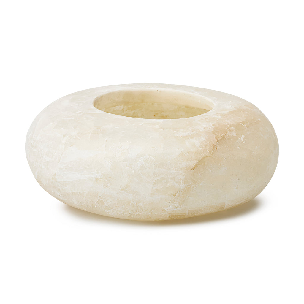 Alabaster Waxinelichthouder Frisbee – Albast Pebble