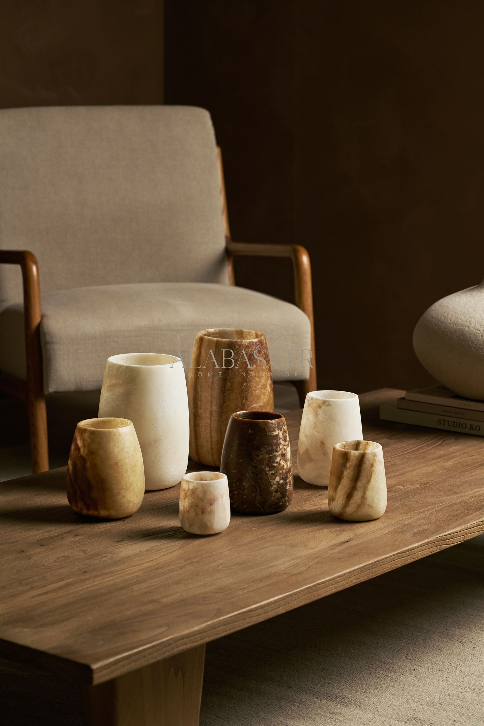 Alabaster waxinelichthouder druppel