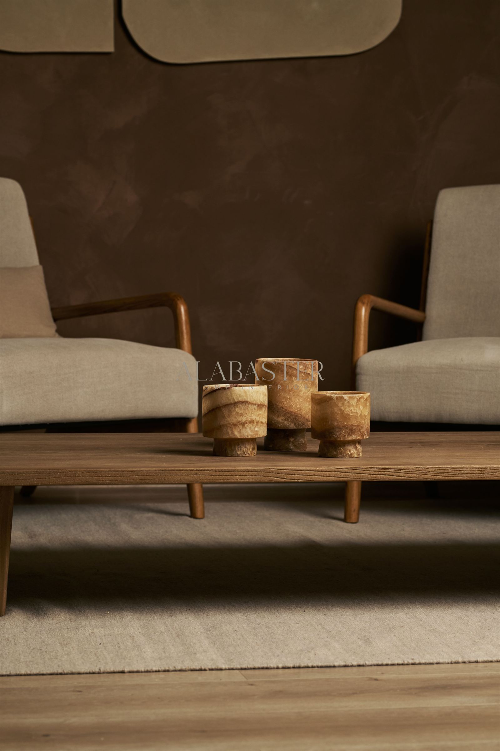 Alabaster waxinelichthouder coupe