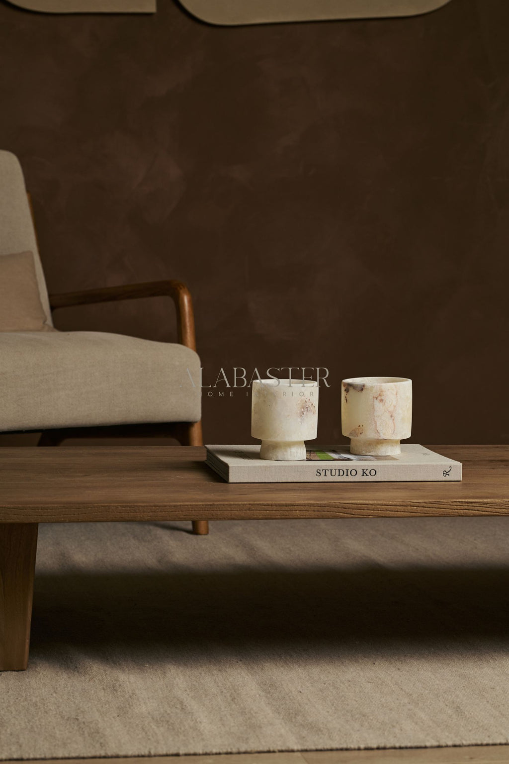 Alabaster Teelichthalter Coupe