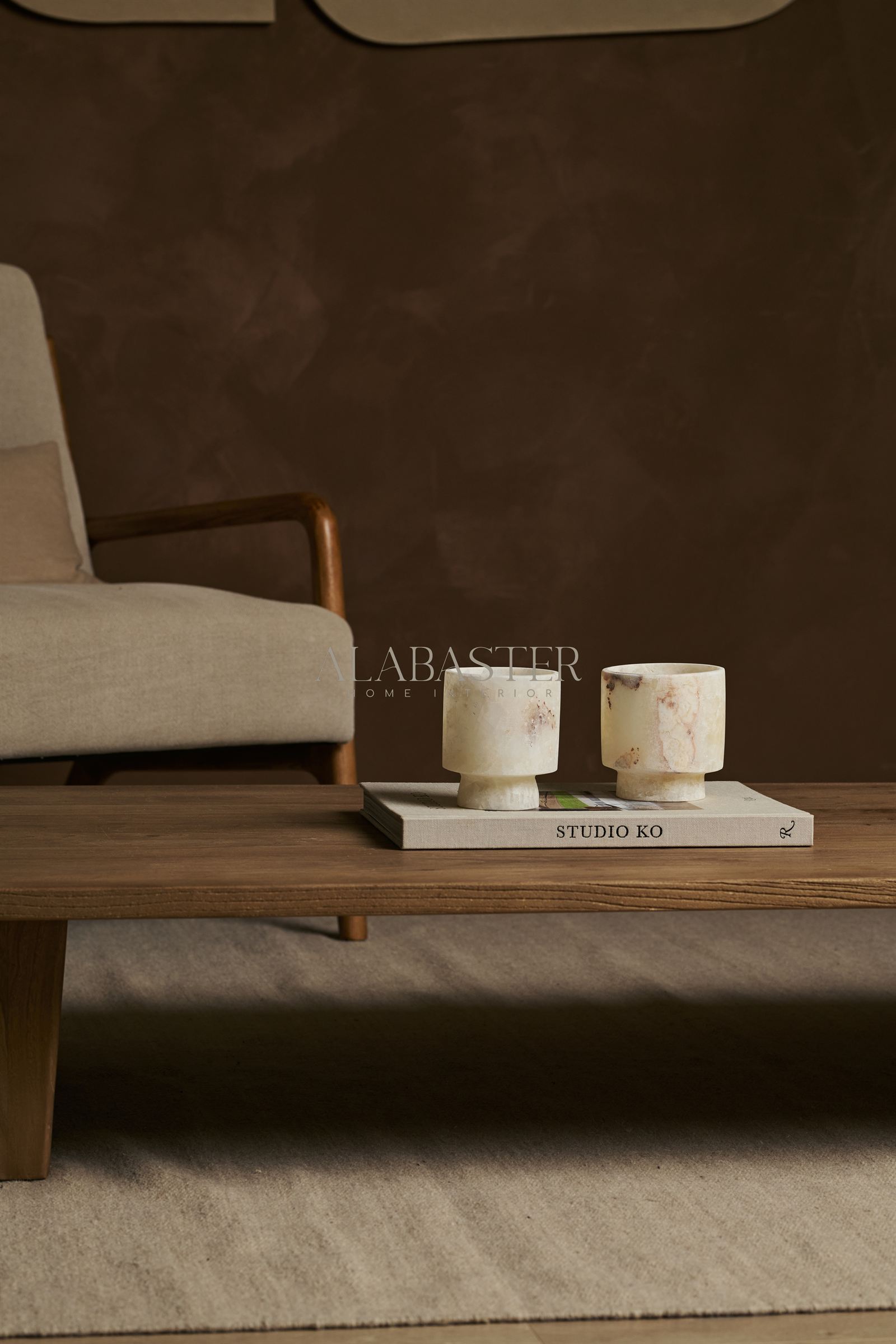 Alabaster waxinelichthouder coupe