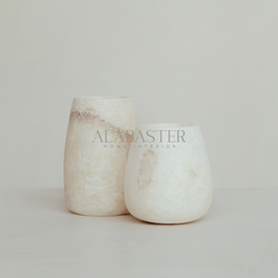 Alabaster gift set Cairo Drop, set of two tea light holders