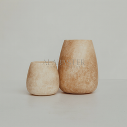 Alabaster Geschenkset Cairo Druppel, Set mit zwei Teelichthaltern